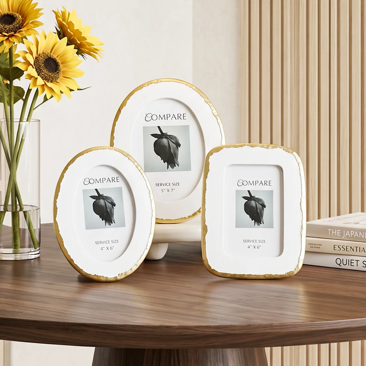 1PC, French-style white gilded frame, suitable for both tabletop display and wall hanging