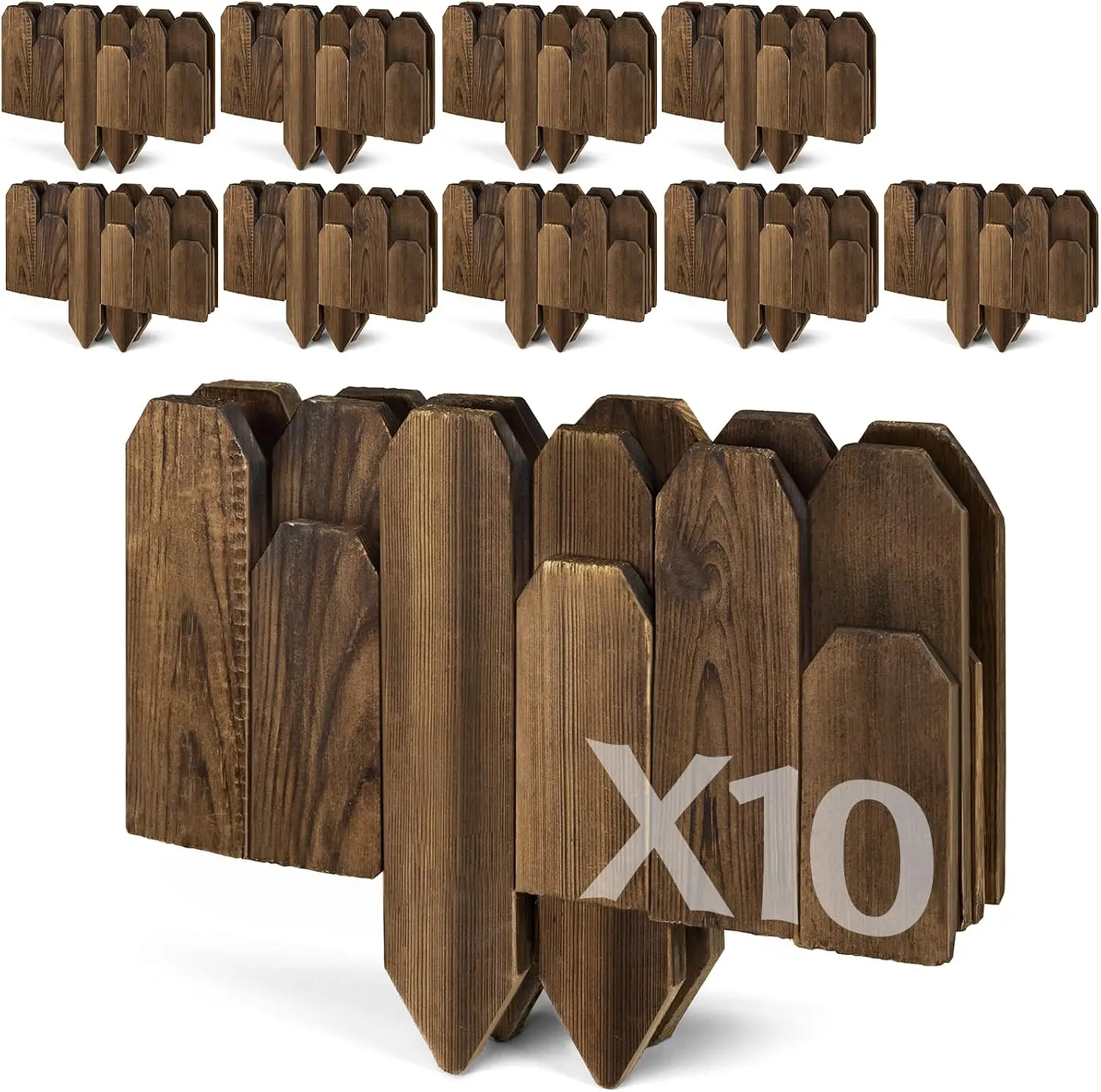 Natural Wood Garden Border Edging Flat Fence Panels Decorative Landscape Stakes Lawn Pathway Flower Beds Outdoor