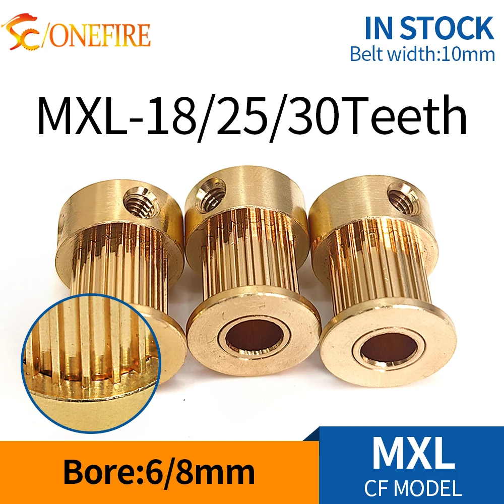 MXL 18T/25T/30T Teeth Brass MXL Timing Pulley Bore 6/8mm for 10mm Width Belt Used In Linear Pulley