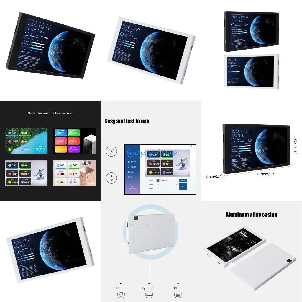 

C7AB 5.2Inch Computer Monitor USB Type C Power Real Time Hardware Monitoring Screen For Desktop Monitor