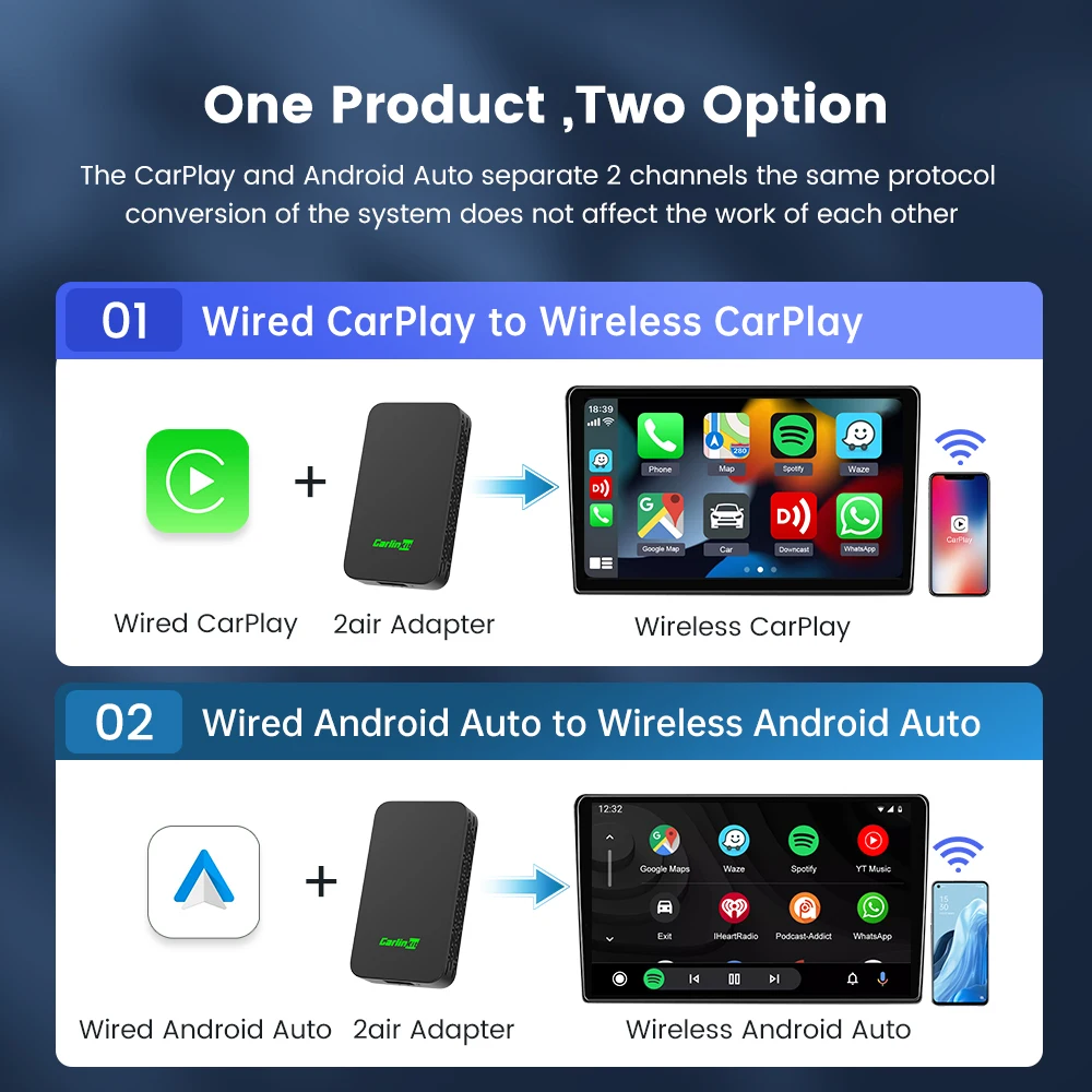 CarlinKit 5.0 4.0 3.0 CarPlay Wireless Adapter Plug &Play Android Auto Dongle for Toyota Mazda Nissan Citroen Audi Benz Kia Ford