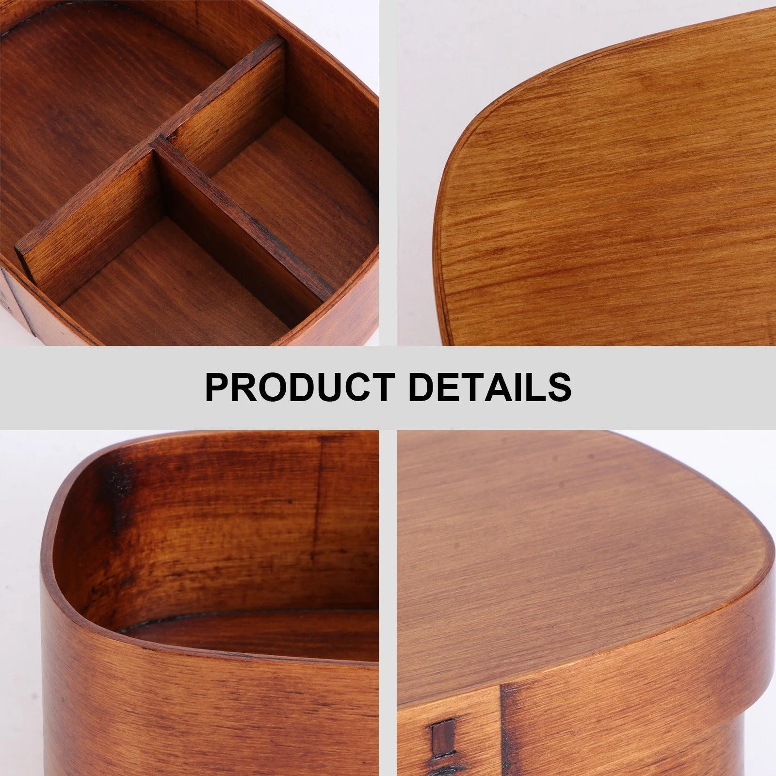 

Wooden Lunchbox Natural Wood Bento Box With Removable Divider Sushi Storage Container Portable Food Carrier For Office