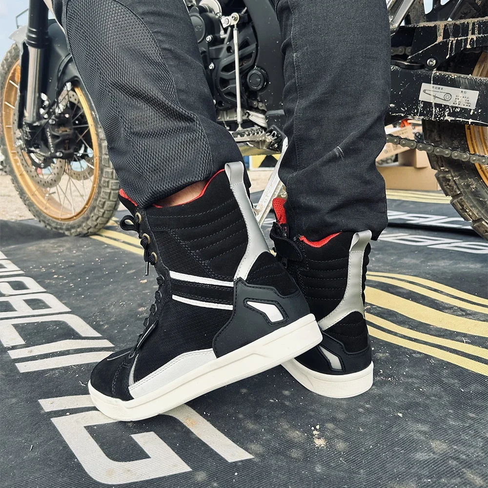 Four Seasons Motorcycle Riding Shoes Men Women Breathable Fall-proof Ankle Protective Motorbike Boots