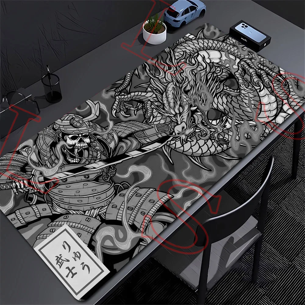 

Samurai Warrior MousePad pc Gamer Computer Accessories Keyboard Table Mat Black Mouse pad Company Gaming Laptop Desk Accessory