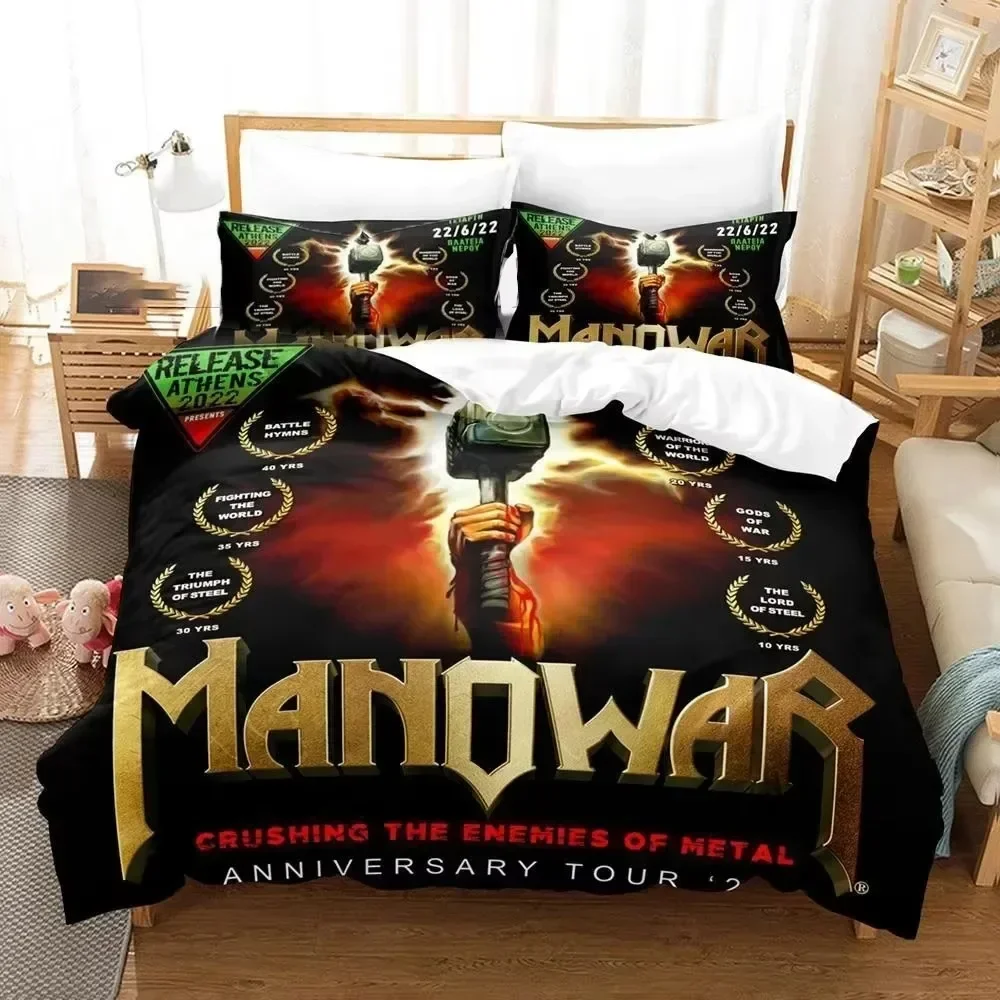 Heavy Metal Band Manowar Bedding Set 3D Printed Suitable for Bedroom Duvet Cover Set With Pillowcases Kids Home Textile