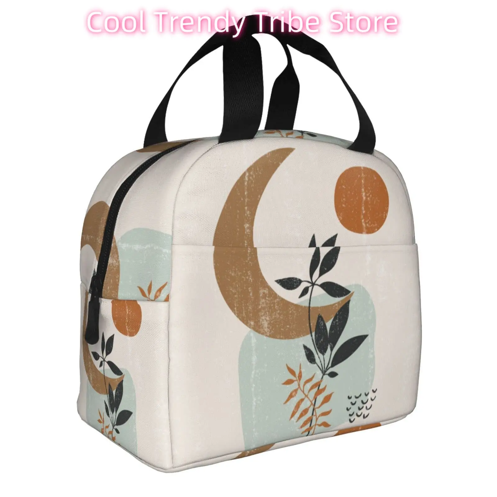 Abstract Boho Minimalism Modern Insulated Lunch Bag For Women Reusable Lunch Box Container Waterproof Portable Cooler Thermal