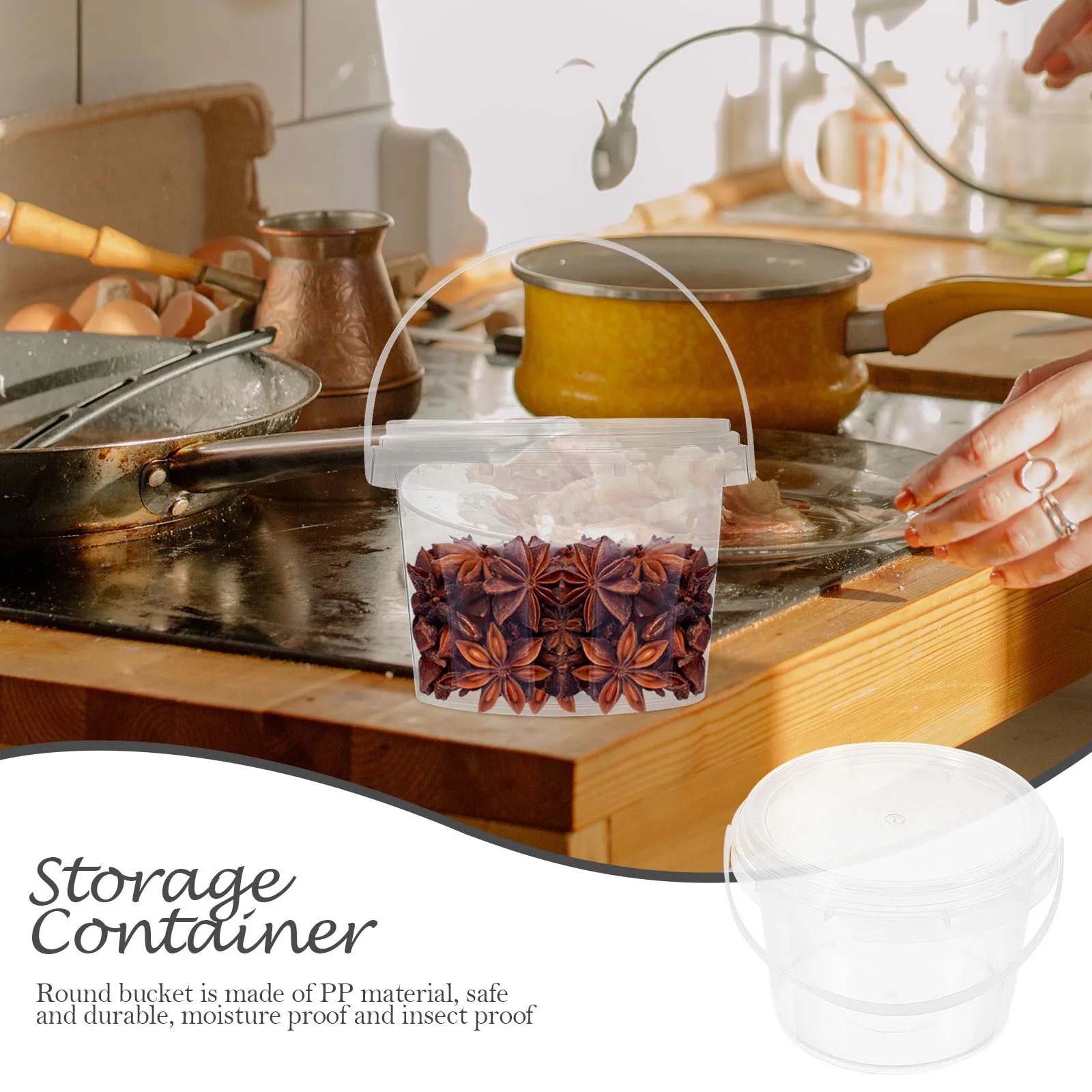 

10pcs Round Plastic Storage Buckets Moisture Proof Food Containers For Kitchen Nuts Grains Coffee Dried Fruits Lightweight