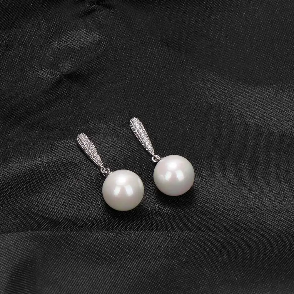 Sweet Women Gifts Shell Pearl S925 Silver Drop Earrings Jewelry Ear Studs Fashion