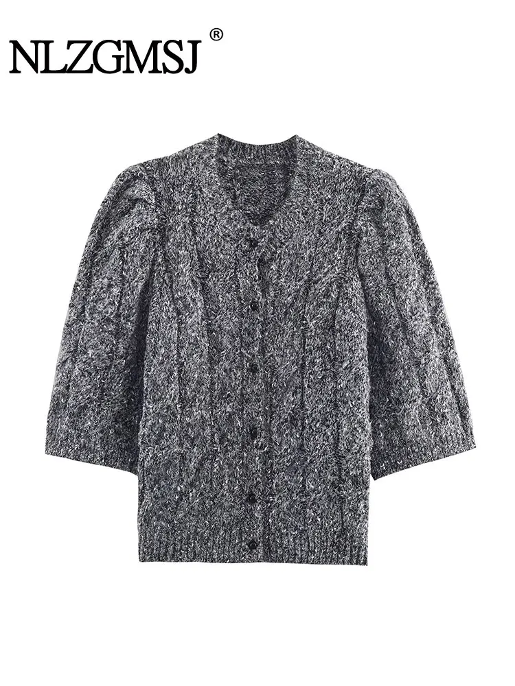

NLZGMSJ Aurtumn женский свитер новая мода однотонный женский свитер с короткими рукавами пуловер элегантный высокий уличный топ