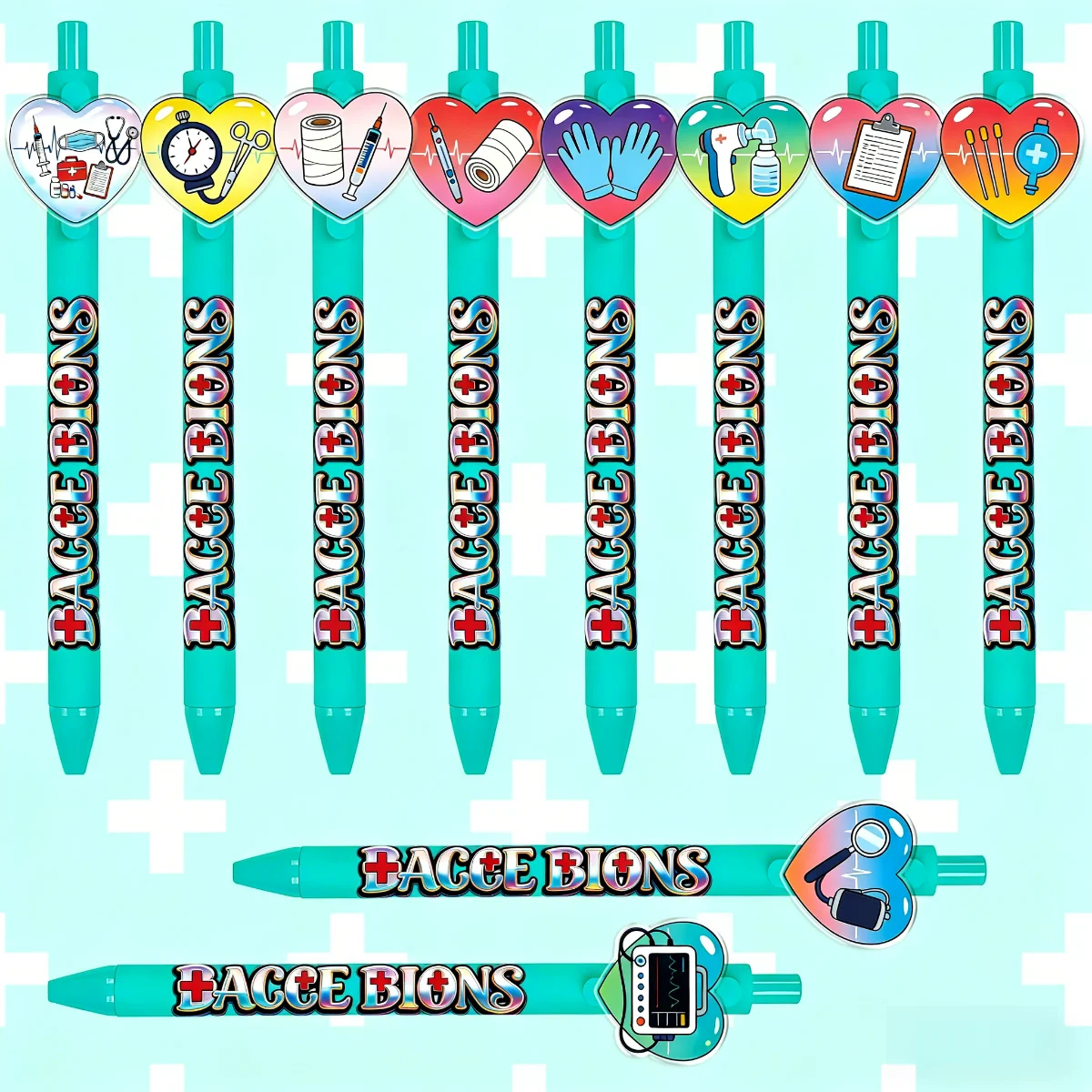 

10 pieces / 16 pieces love-themed push-button ballpoint pens. Suitable for medical staff's daily work and students' use.