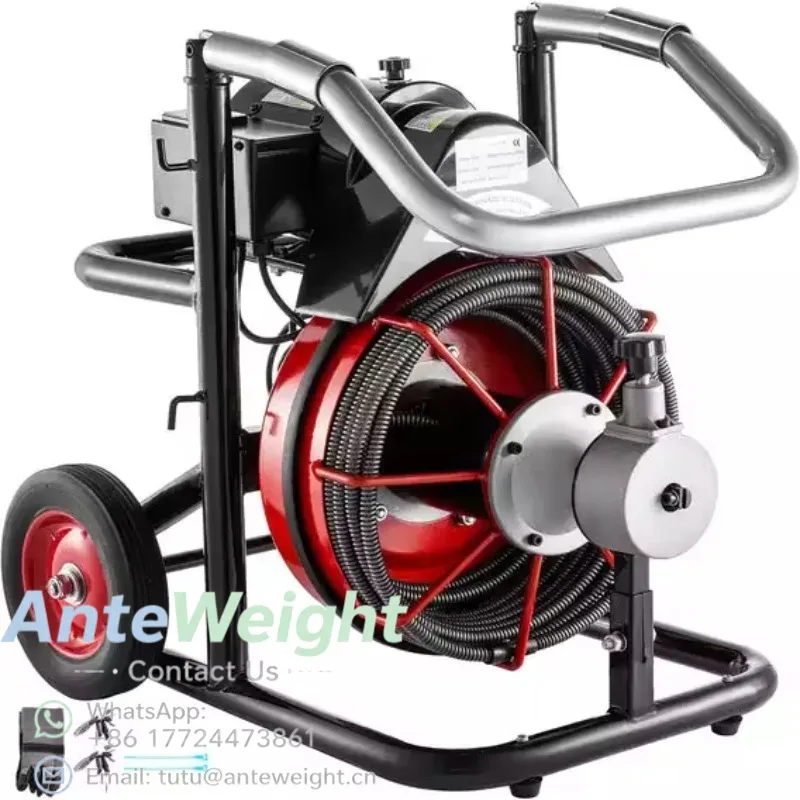 75ft/100ft Electric Drain Cleaning Machine with Cutter 220V X 1/2 Inch or 3/8 Inch Auger Pipe Cleaner