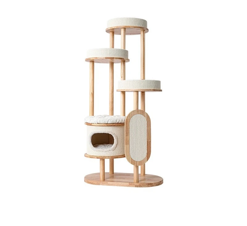 إطار تسلق القطط، تكامل شجرة القمامة، إطار قطط بعمود من الخشب الصلب للاستخدام المنزلي، مطاط #2