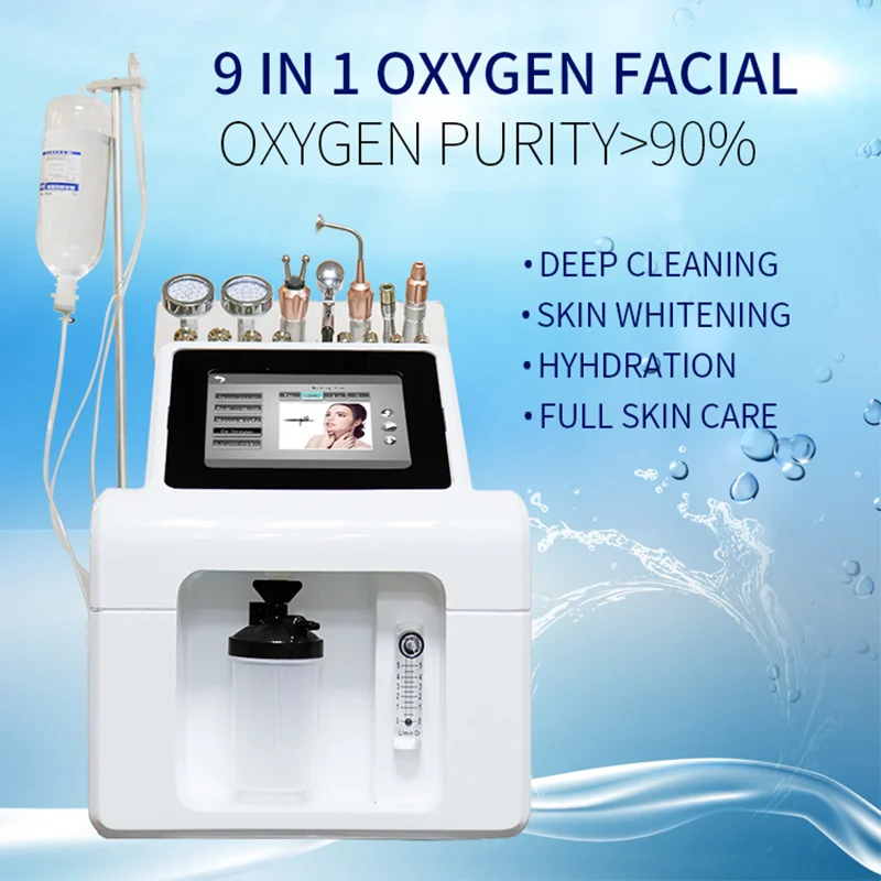 Machine multifonction 9 en 1 à Jet d\'oxygène pour le visage, soin de la peau, Hydro Crystal