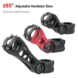 85 Degree Adjustable Bicycle Handlebar Stem 25.4/31.8mm Aluminum Alloy MTB Mountain Bike Stem 90/110/145mm Length