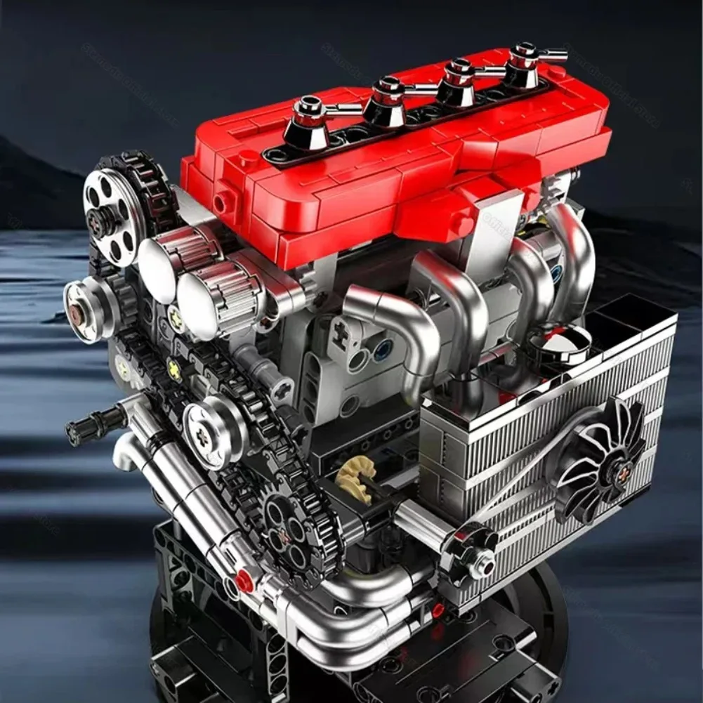 Mould King 10235 811pcs 4-Cylinder Engine Building Blocks Model with Motor for Kids & Adults with AAA Battery Box M Motor