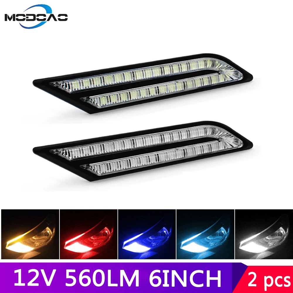 

2 Pcs LED DRL Daytime Running Light Waterproof drl LED Driving Lights Daylight White Car Braking Steering Light Day Lamp