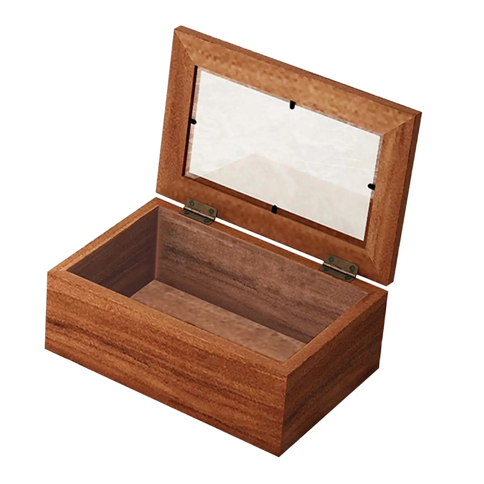 Wooden storage box with glass cover ancient cover robust jewelry gearbox jewelry
