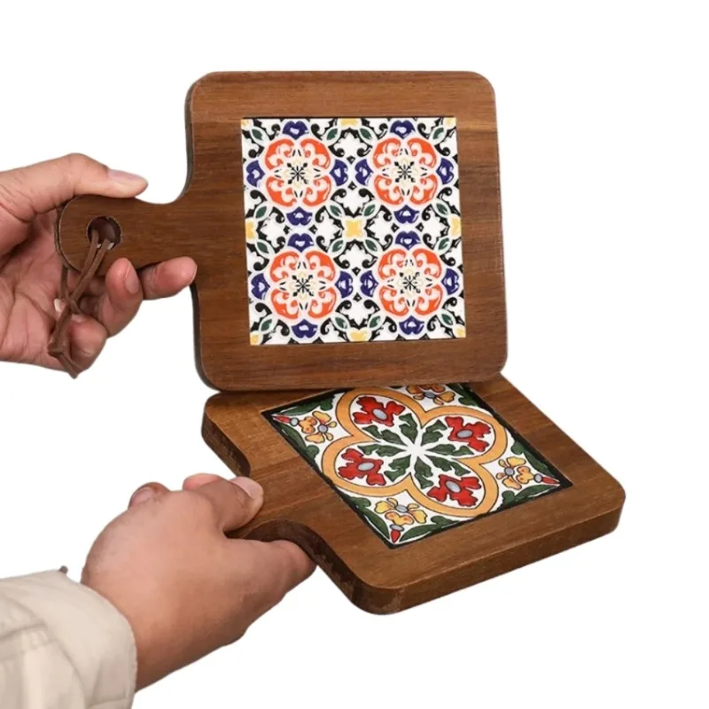 Wood Placemats Table Mat Waterproof Coaster Insulation Coffee Cup Mat Kitchen Decoration Plate Mats Party Accessories Ramadan