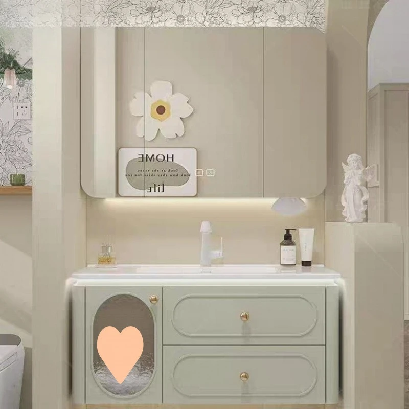 

Французский кремовый умный керамический встроенный дубовый шкаф для ванной комнаты, комбинированный унитаз, умывальник для рук, умывальник, умывальник