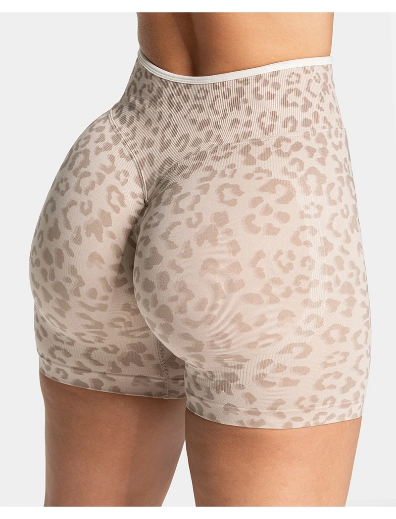 Leopard Print Yoga Shorts for Women, High Waisted Workout Shorts, Butt Lifting Fitness Shorts, Sexy Gym Booty Shorts image 2