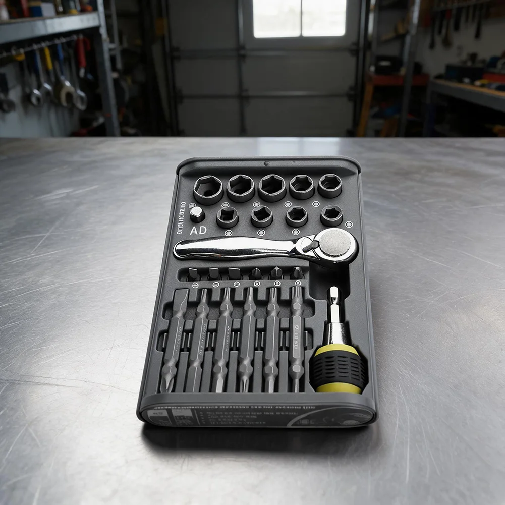 For Daily Repair Needs 30-in-1 Screwdriver Set Black And Gray Long Lasting Tool Durability Ratchet Screwdriver