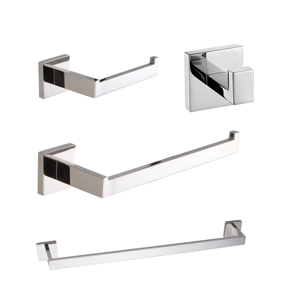

4-Piece contemporary bathroom accessories 304 stainless steel wall-mounted towel bar toilet paper holder, simple