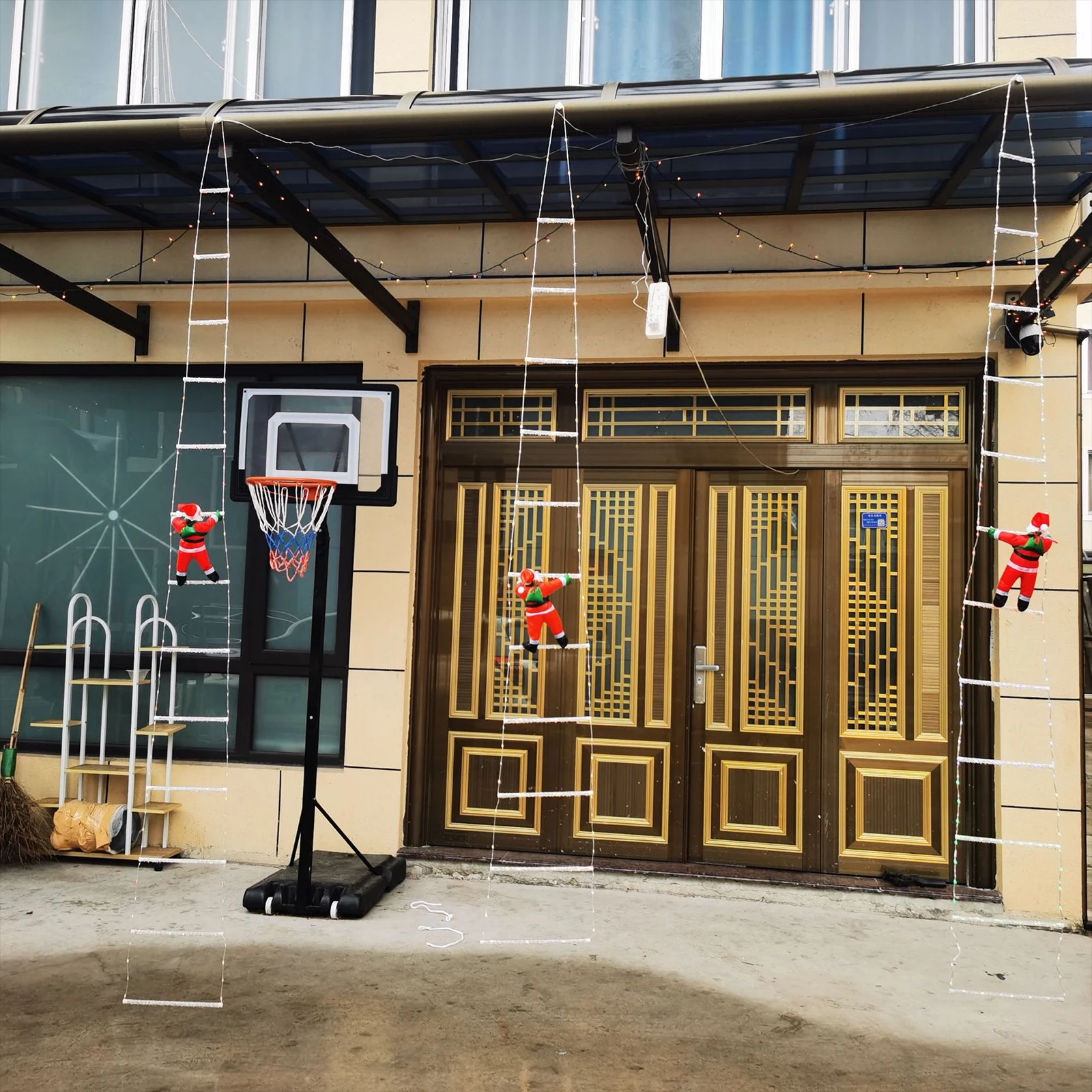 LED Natal Ladder Light com Santa, Lâmpada impermeável do feriado, Idosos Escalada, Decoração interior e exterior