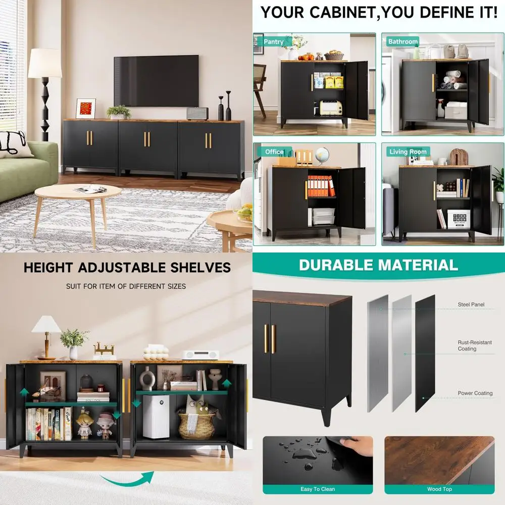 

30 Inch Pantry Cabinet with Doors and Shelves, Sideboard Storage for Kitchen, Coffee Bar, Dining/Living Rooms