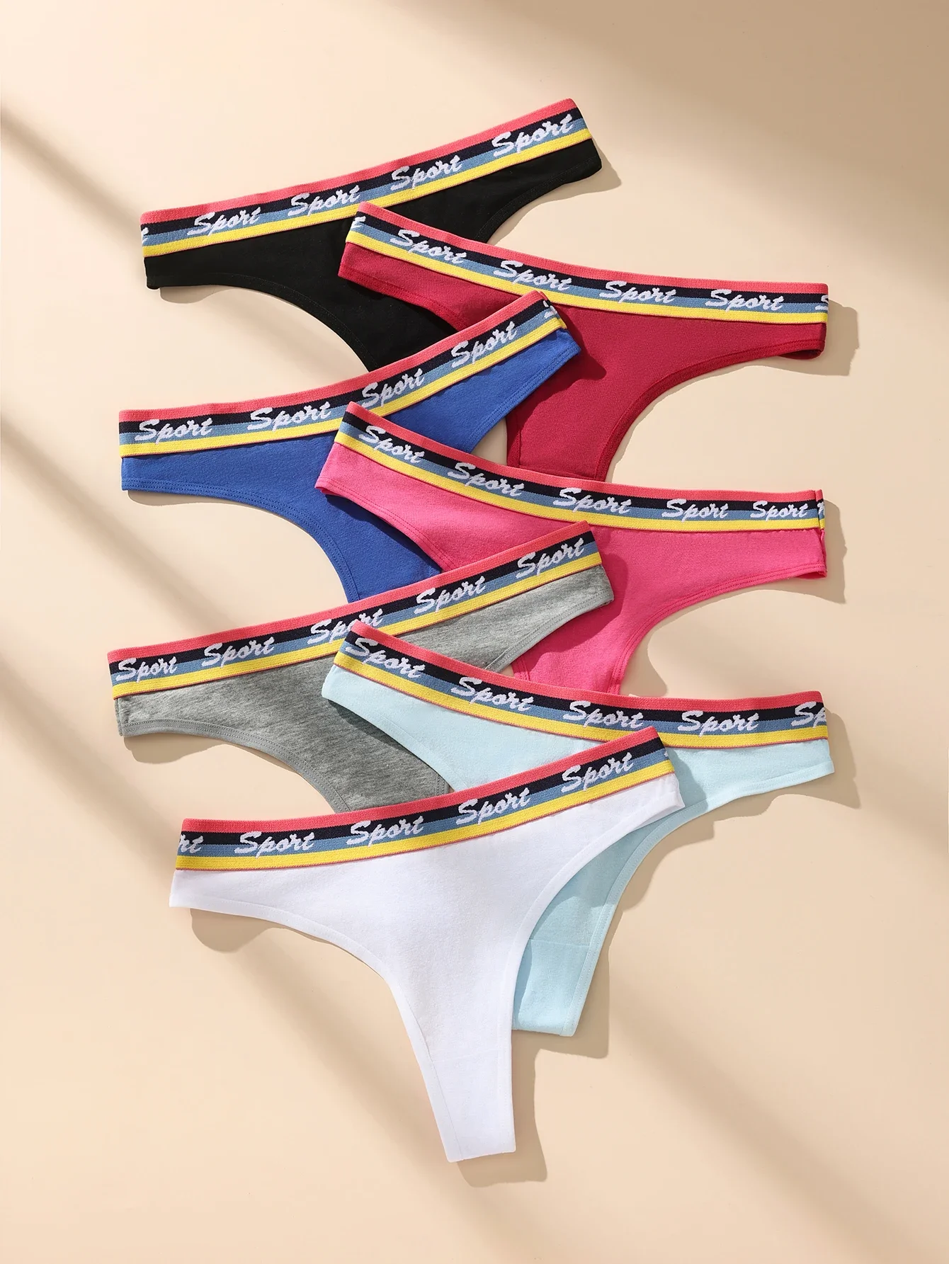 7Pcs Women Thongs Panties Low Waist Underwear Sport Girls Briefs Cotton G-String Breathable Sexy Ladies Panty Female Lingerie