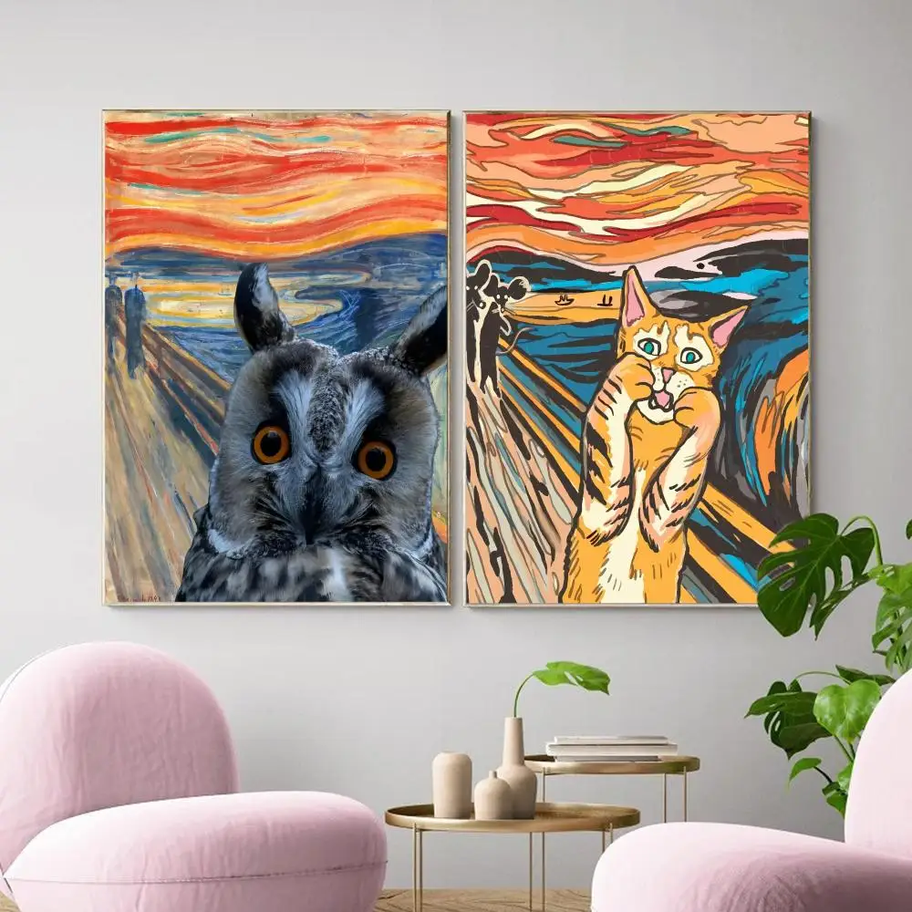 Funny Abstract Painting The Scream Painting Calligraphy Canvas Poster Wall Art Aesthetic Home Decoration for Living Room