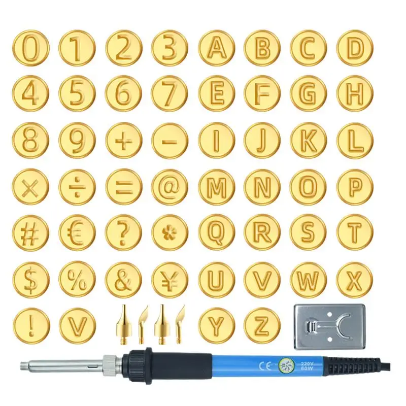 مجموعة حرق الخشب مع طوابع الحروف نحت مجموعة الأبجدية الخشب 56 قطعة حرق عدة أدوات حرفية مريحة رمز رقم الساخن #1