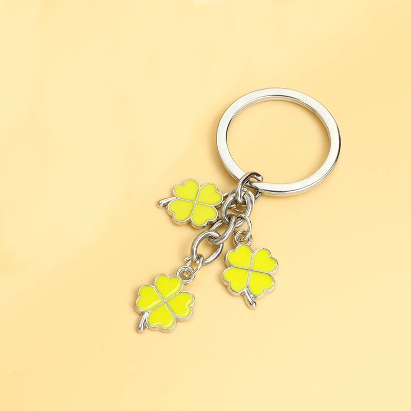 Classical Design Multi Color Enamel Four Leaf Clover Charms Key Rings Women Men Handbag Car Key Lucky Keychain Pendant Crafts