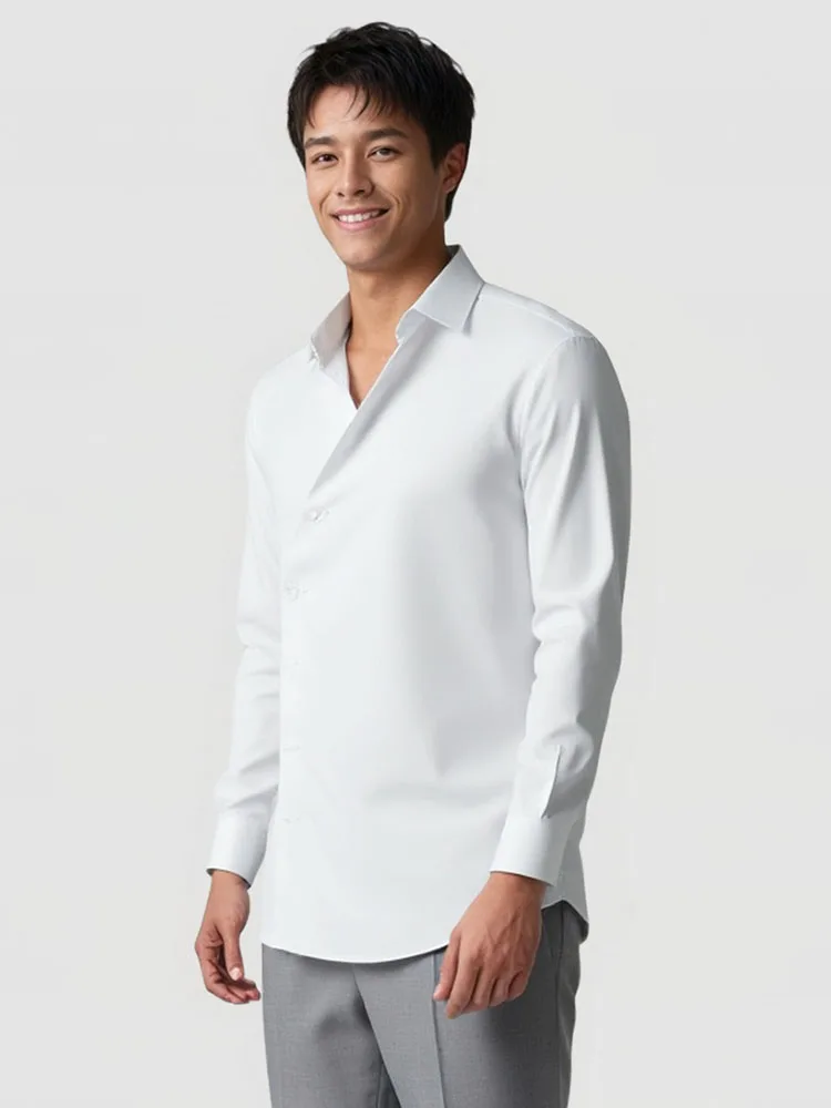 Antakodo Men's Elegant Shirt Single-Breasted Long-Sleeve Office Male Top Shirt Formal Wedding Blaze Man Basic Business Shirts