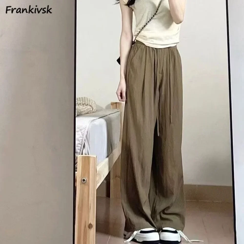 

S-5XL Baggy Pants Women Summer Elegant Office Lady Trousers Drawstring Ulzzang Fashion Simple Cozy Pantalones Mujer Basic Daily