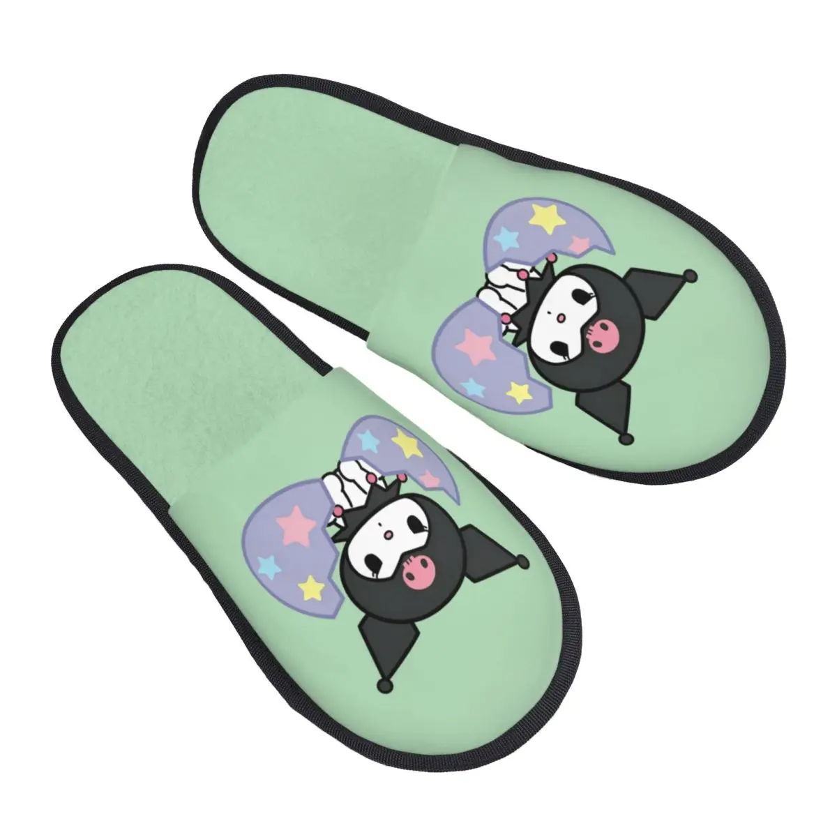 

Женские домашние тапочки Kuromi с индивидуальным принтом, уютные теплые пушистые тапочки из пены с эффектом памяти «Маленький дьявол», домашняя уличная обувь