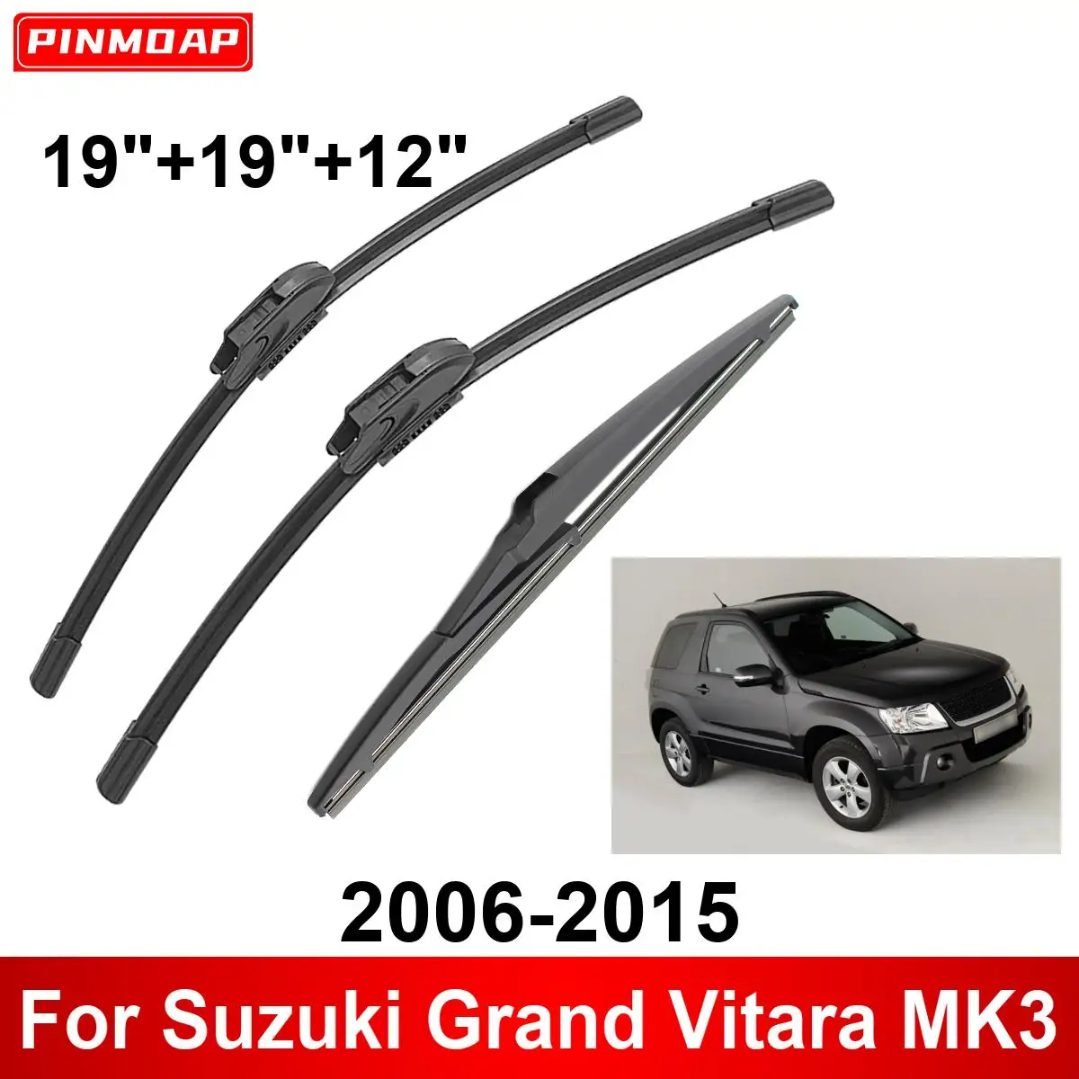 3PCS Car Wiper For Suzuki Grand Vitara MK3 2006-2015 Front Rear Wiper Blades Brushes Auto Accessories 2011 2012 2013 2014 2015