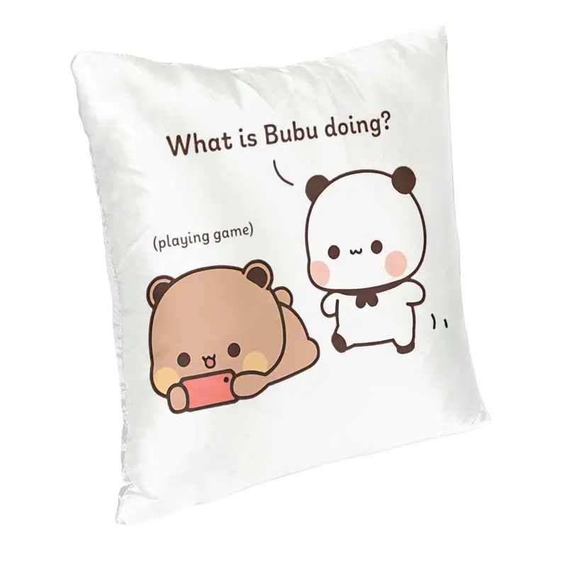 Bubu Dudu Panda And Brownie Bear Couple Throw Pillow Case Home Decor Custom Square Cushion Cover 45x45 Pillowcover Living Room