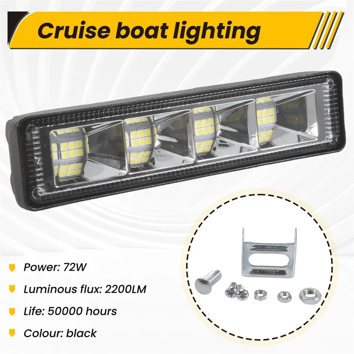 Doings Waterproof Led Boat Lights,2 Lights 72W Waterproof Tested Deck/Dock Marine Lights 2200LMS 120°Flood Light,Ship Lights