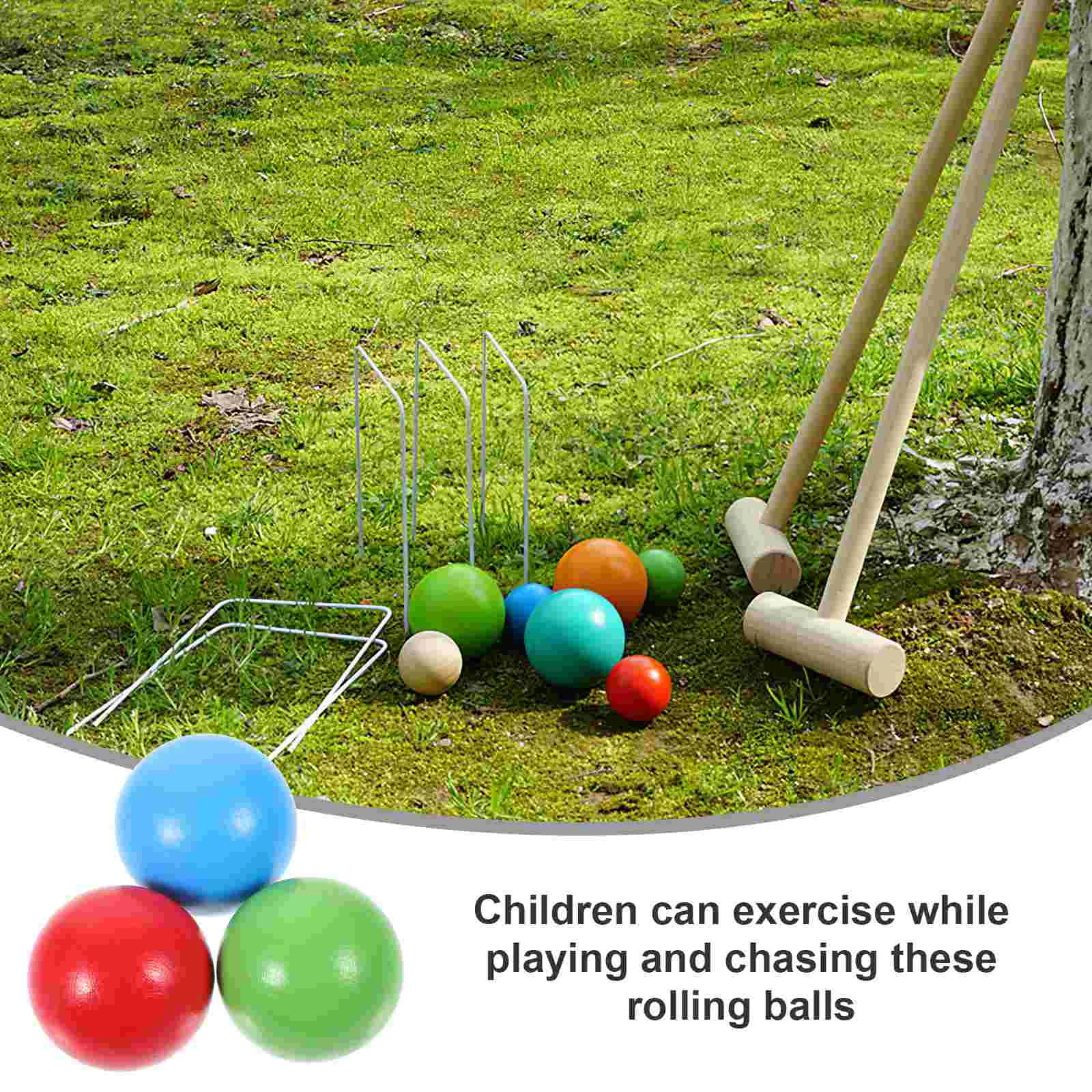 6-delige croquet speelgoed houten jeu de boules ballen draagbare tuinset lotusboom kinderen rollend