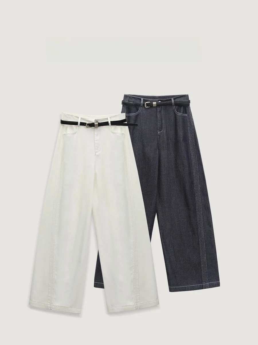 

Брюки из хлопка Lenzing с высокой талией и прямыми штанинами, с поясом, в деловом стиле, новинка весенней коллекции для зрелых женщин