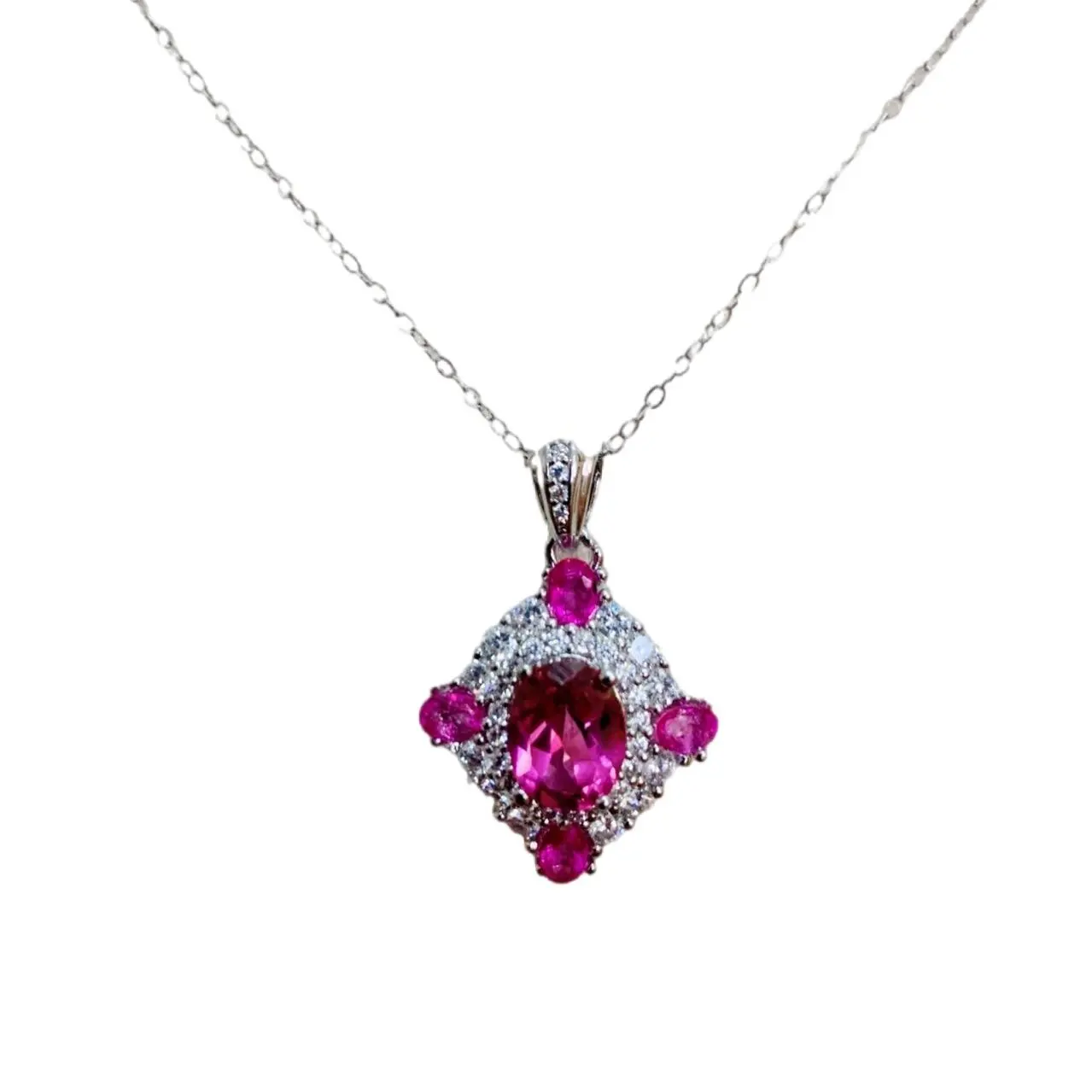 

ZECAA 925 Pink Topaz Fine Jewelry Pendant With Natural Pink Topaz Gemstone 7*9mm Lady S925 Silver Pink Topaz Pendant For Girl
