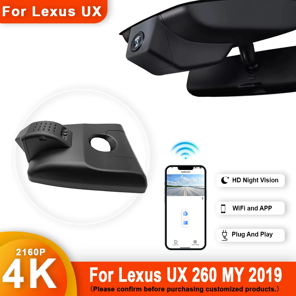 

For Lexus UX 250H 260H 2019-2022 Front and Rear 4K Dash Cam for Car Camera Recorder Dashcam WIFI Car Dvr Recording Devices