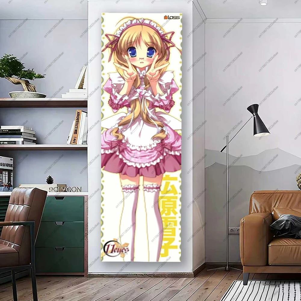 Japanese Anime Maid Girl Vertical Tapestry Kawaii Lolita Style Wall Hanging Long Banner for Bedroom Dorm Otaku Room Decor