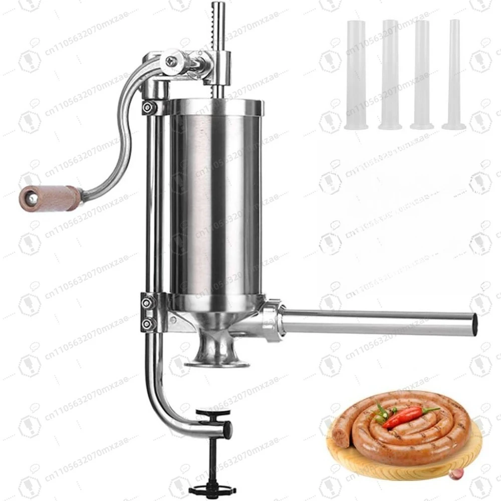 Professional Sausage Stuffer, 3LBS Vertical Stainless Steel Sausage Maker with 4 Tubes for Homemade Meat Processing