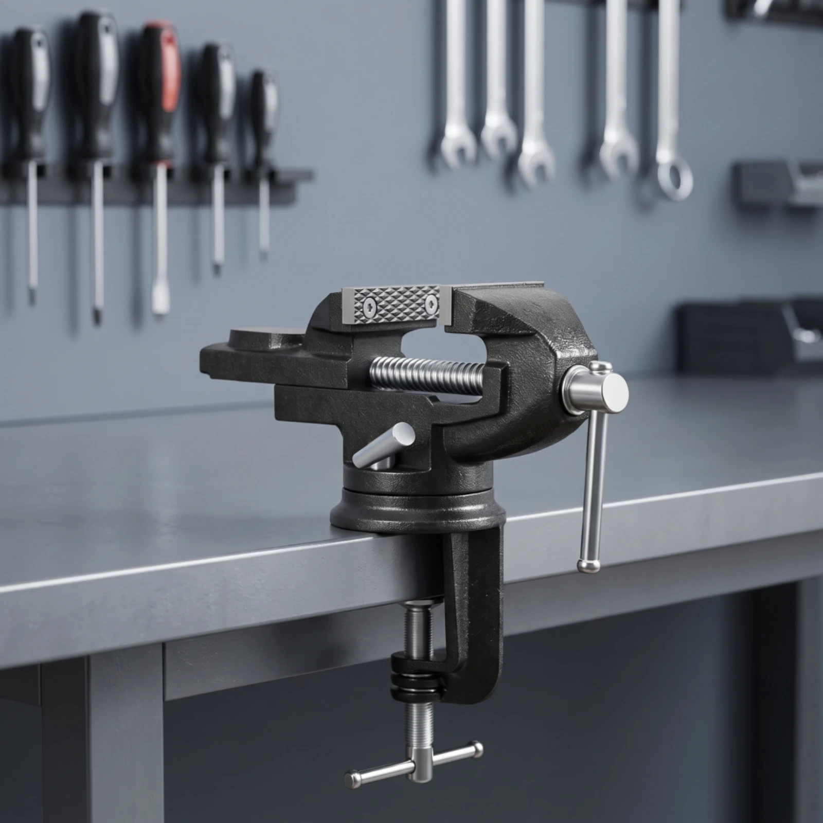 Dovetail-Style-Style Bench Vise Non-Slip Bench Vise with Rotating Base Stable Compact for Woodworking, Metal Repair