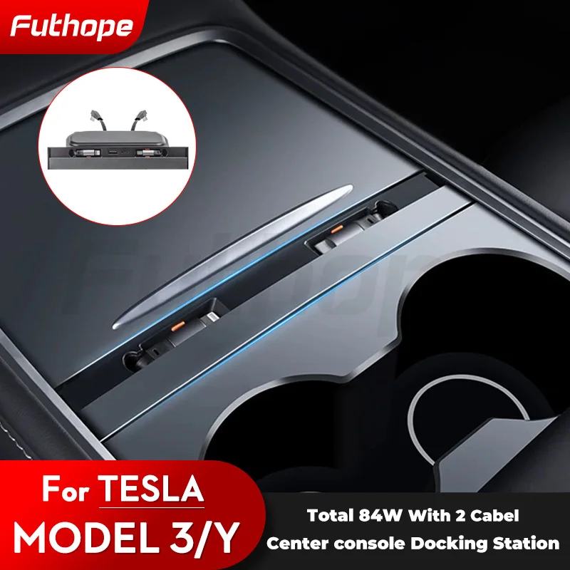 Docking station Futhope con corda telescopica per hub Tesla Model 3 Y Highland supporta lo splitter di controllo centrale del laptop