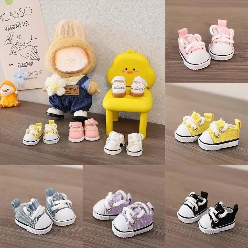 

3.8cm PU Leather Shoes for 17cm Cotton Dolls Labubu Shoes Boots Toys Canvas Shoes DIY Doll Accessories Toys for LABUBU