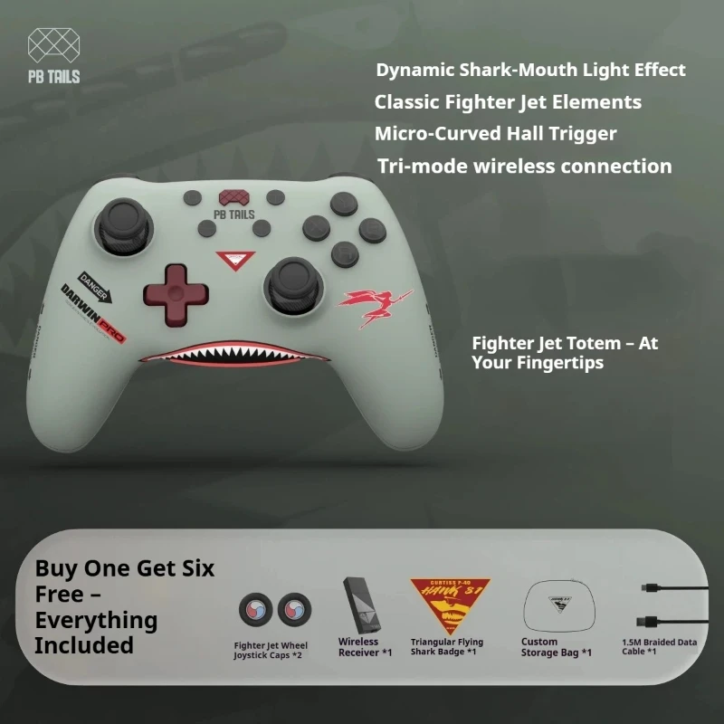 PB TAILS CRUSH&Flying Tigers Gaming Controller Limited Edition TMR Joysticks Hall Triggers RGB Bluetooth Gamepads for Switch2/PC