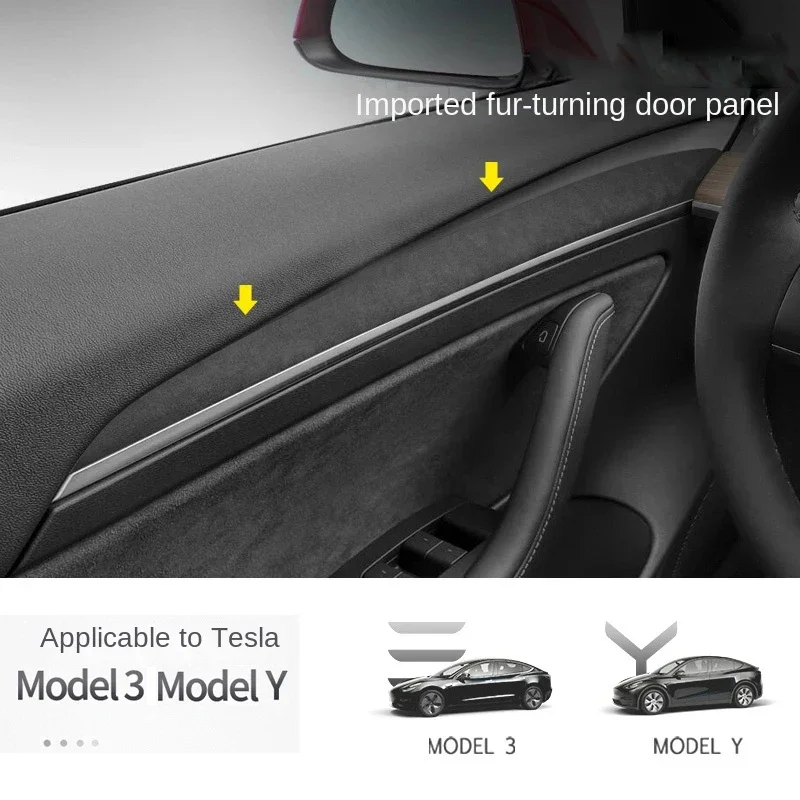 

Alcan tara Suede For Tesla Model 3 Y 2020-2023 Car Door Trim Protection Window Panel Handle Decoration Panel Sticker Interior