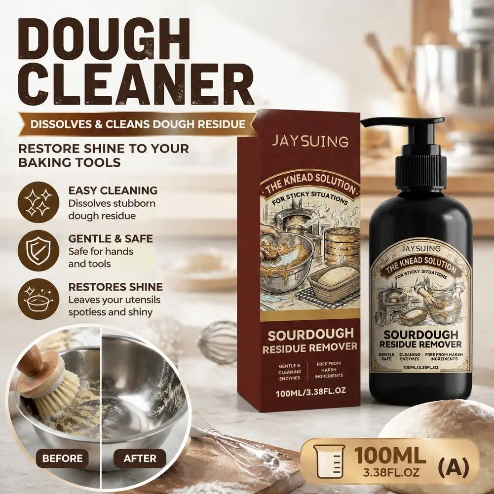 Enzyme Kitchen Cleaner for Sourdough Sticky Starch & Gluten Remover Heavy Duty Soap for Baking Bowls Pots Dishwasher Safe